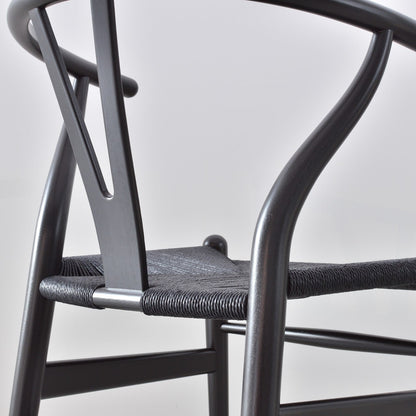 【カールハンセン別注Kvadratクッションプレゼント】CARL HANSEN & SON（カールハンセン&サン）/CH24/Yチェア(ワイチェア)/ユーカリ材/BLACK塗装仕上げ/ブラックペーパーコード/SH45　BLACK FRIDAY 限定販売 傷防止フェルト付