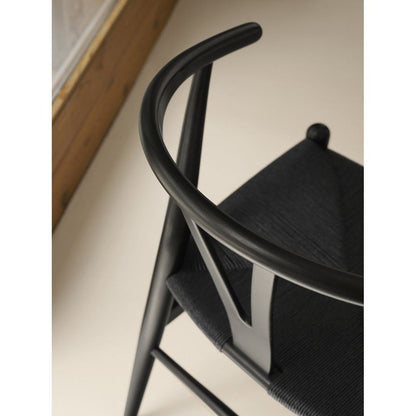【カールハンセン別注Kvadratクッションプレゼント】CARL HANSEN & SON（カールハンセン&サン）/CH24/Yチェア(ワイチェア)/ユーカリ材/BLACK塗装仕上げ/ブラックペーパーコード/SH45　BLACK FRIDAY 限定販売 傷防止フェルト付